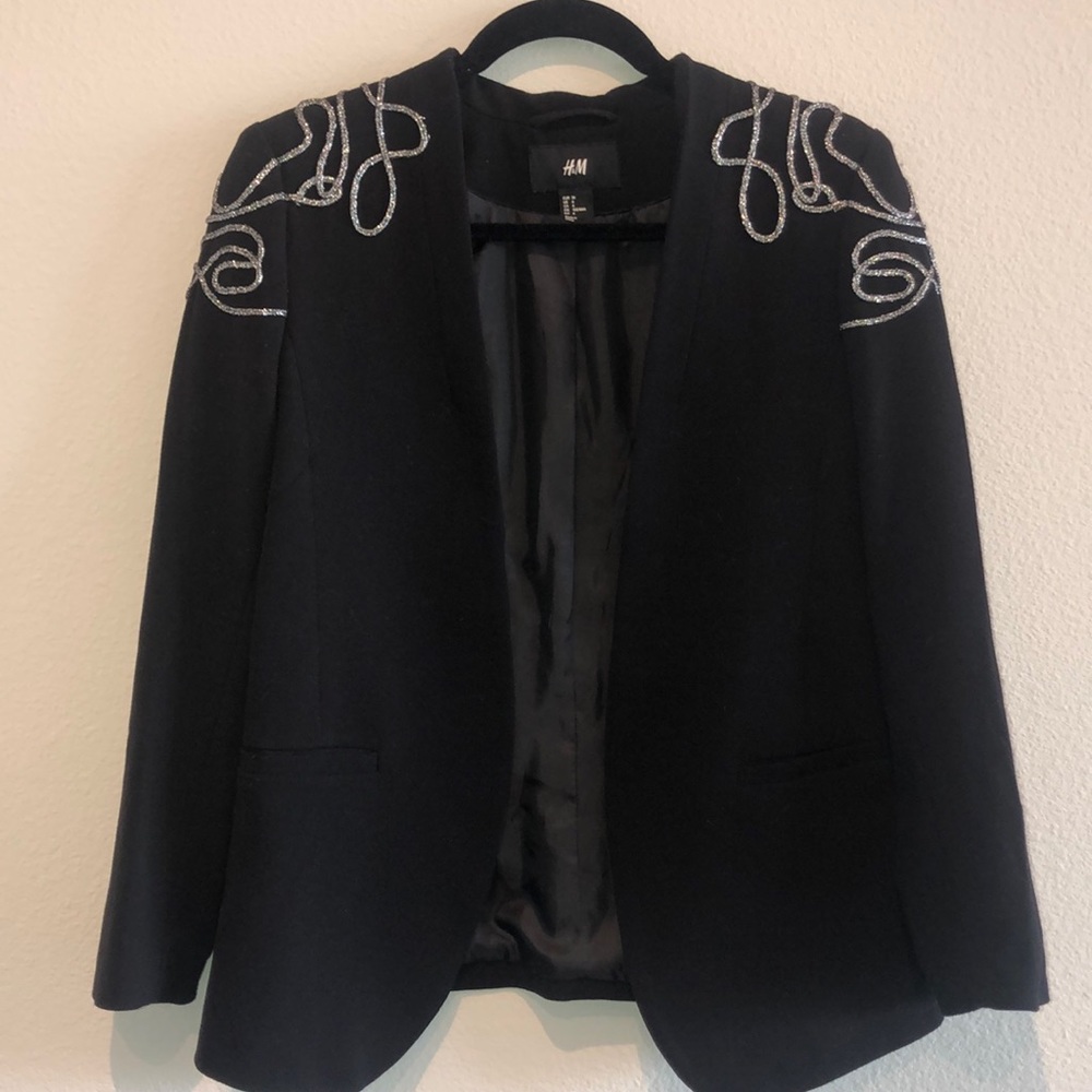 H&M Black Blazer with Silver Detail
